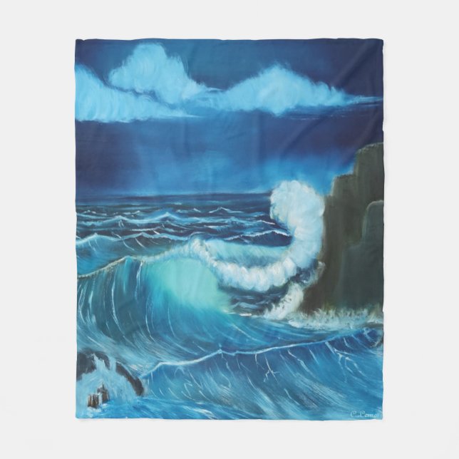 Design de couverture en polaire "Mer de puissance" (Devant)