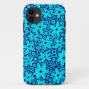 Design de fleurs - Cyan sur Deep Navy.pdf coque ip