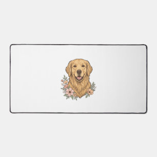 Design de gravure vintage floral Golden Retriever_
