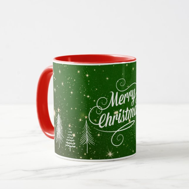 Design de Noël classique, rouge et vert, Mug (Devant gauche)