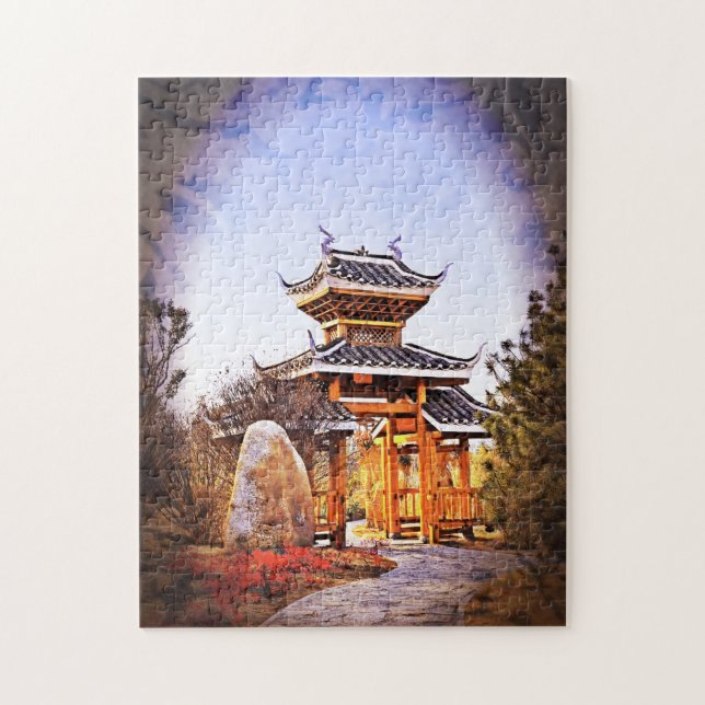Design de puzzle de temple chinois (Vertical)