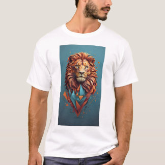 Design de T-shirt Lion 3D géométrique"
