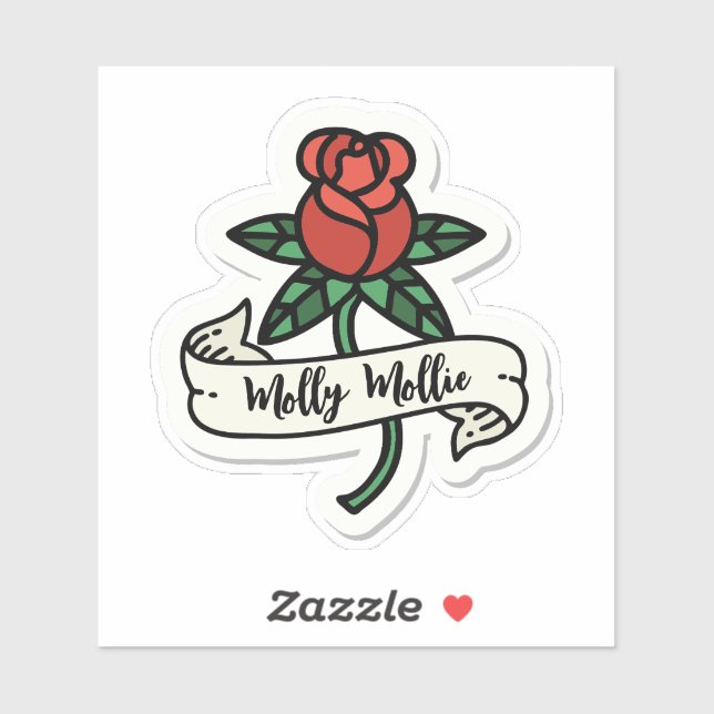 Design de tatouage rose rouge Sticker en vinyle co (Feuille)
