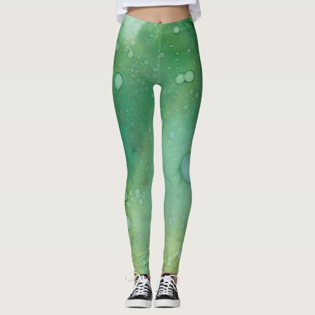 Design d'encre verte Leggings (Devant)