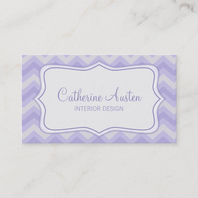 Design d'intérieur zigzag violet gris carte de vis (Devant)