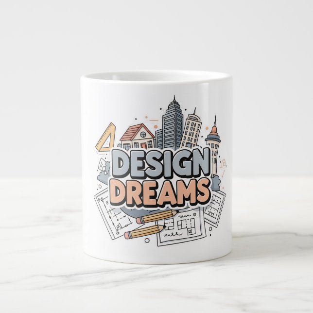 Design Dreams Architecture & Engineering Sketch Large Coffee Mug (Front)