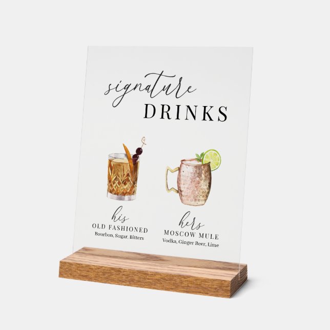 Design Elégant Aquarelle Signature Boissons (Angle)