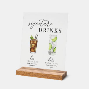Design Elégant Aquarelle Signature Boissons