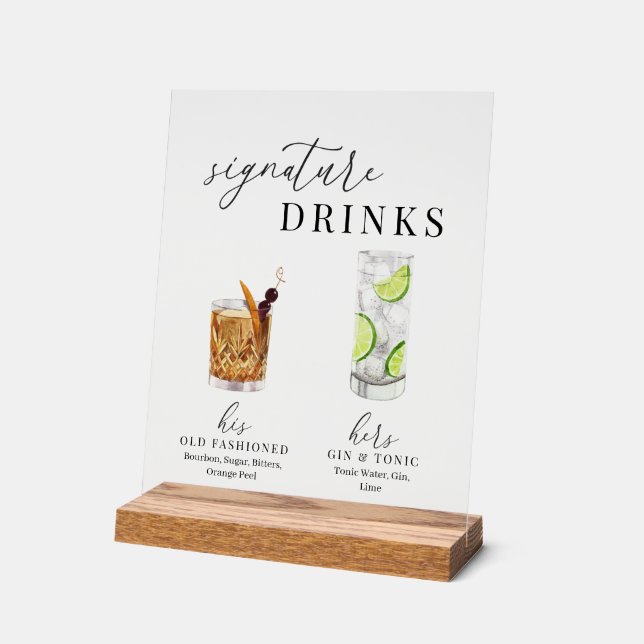 Design Elégant Aquarelle Signature Boissons (Angle)