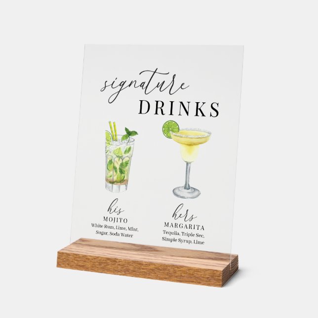 Design Elégant Aquarelle Signature Boissons (Angle)