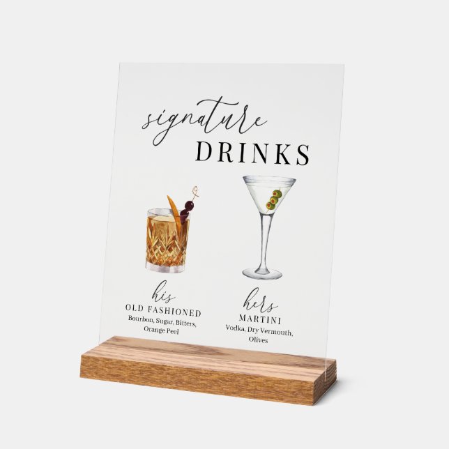 Design Elégant Aquarelle Signature Boissons (Angle)