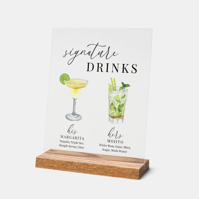 Design Elégant Aquarelle Signature Boissons (Angle)