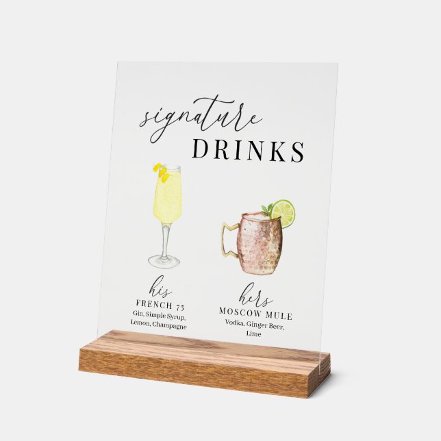 Design Elégant Aquarelle Signature Boissons (Angle)