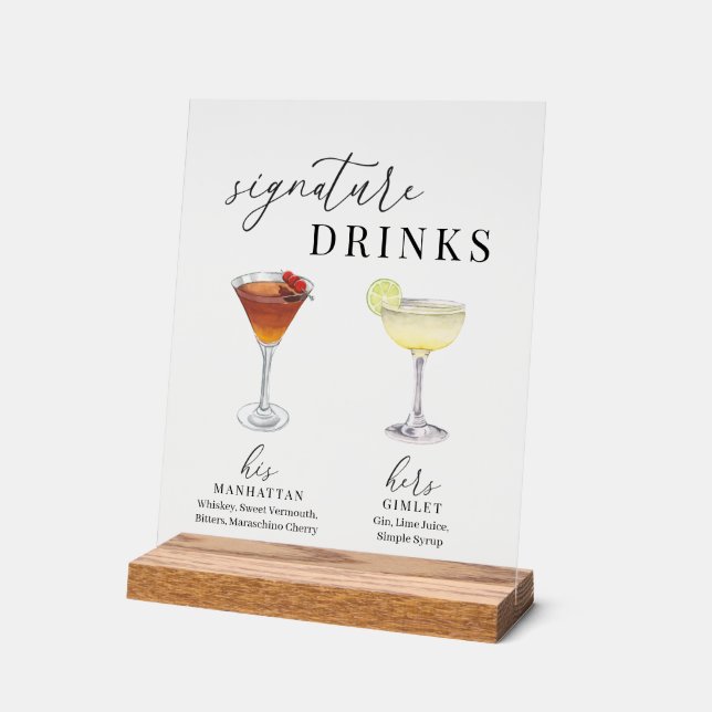 Design Elégant Aquarelle Signature Boissons (Angle)
