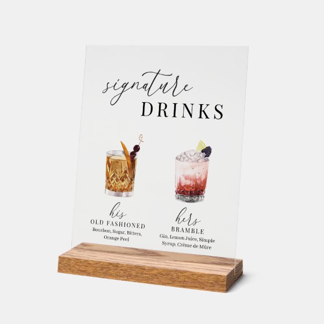 Design Elégant Aquarelle Signature Boissons (Angle)