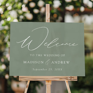 Design élégant moderne Sage Green Mariage Bienvenu