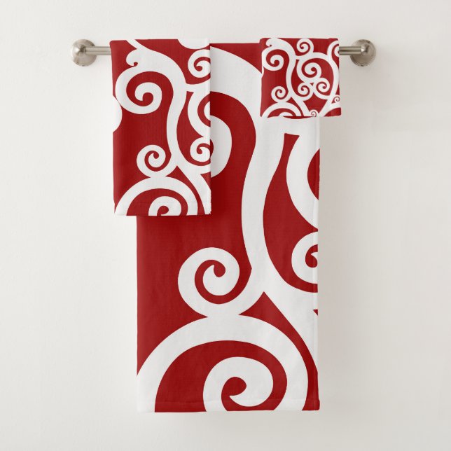 Design élégant, motif floral, rouge, blanc (En situation)