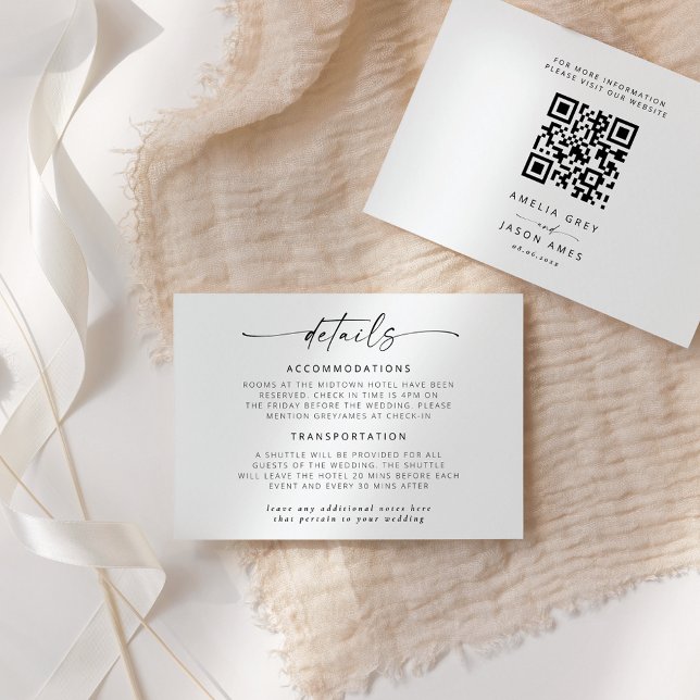 Design élégant Script Mariage Détails Carte de not (Créateur téléchargé)
