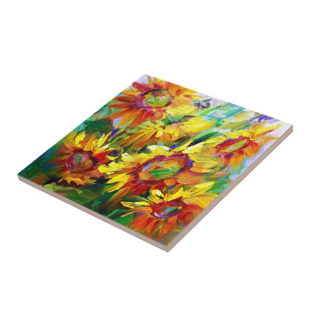 Design en carreaux de fleurs de soleil (Côté)