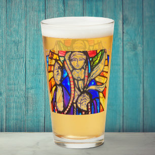 Design en verre tendu avec la figure religieuse.