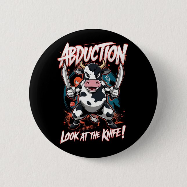 Design featuring a Cow character 2 Inch Round Button (Front)