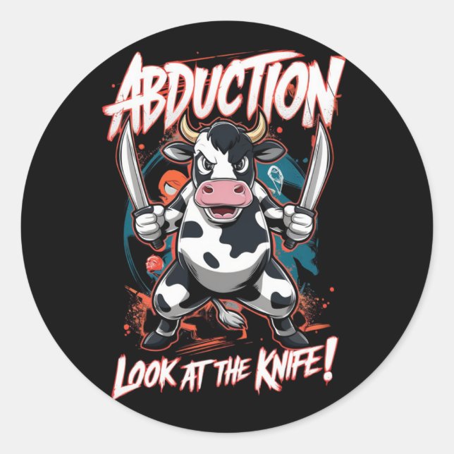 Design featuring a Cow character Classic Round Sticker (Front)