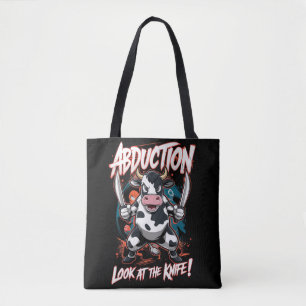 Design featuring a Cow character Tote Bag
