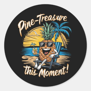 Design featuring a pineapple in a beach classic round sticker