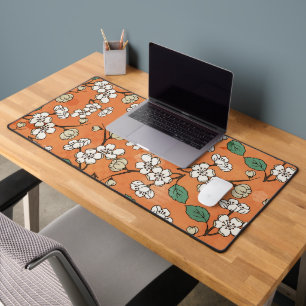 Design floral blanc sur orange