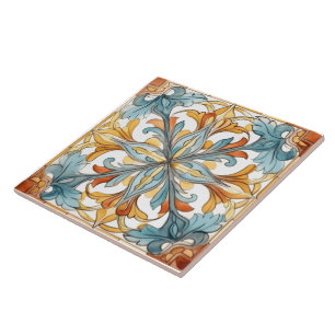 Design floral sur carreaux en céramique