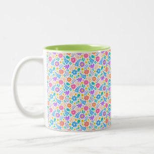 design floral vibrant, tasse fleurie colorée