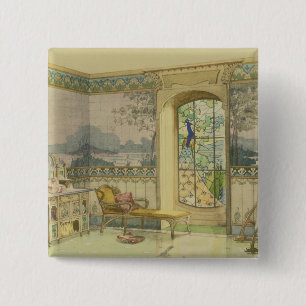 Design for a Bathroom, from 'Interieurs Modernes', 2 Inch Square Button