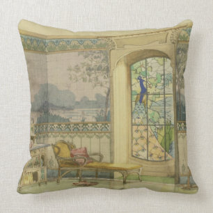 Design for a Bathroom, from 'Interieurs Modernes', Throw Pillow