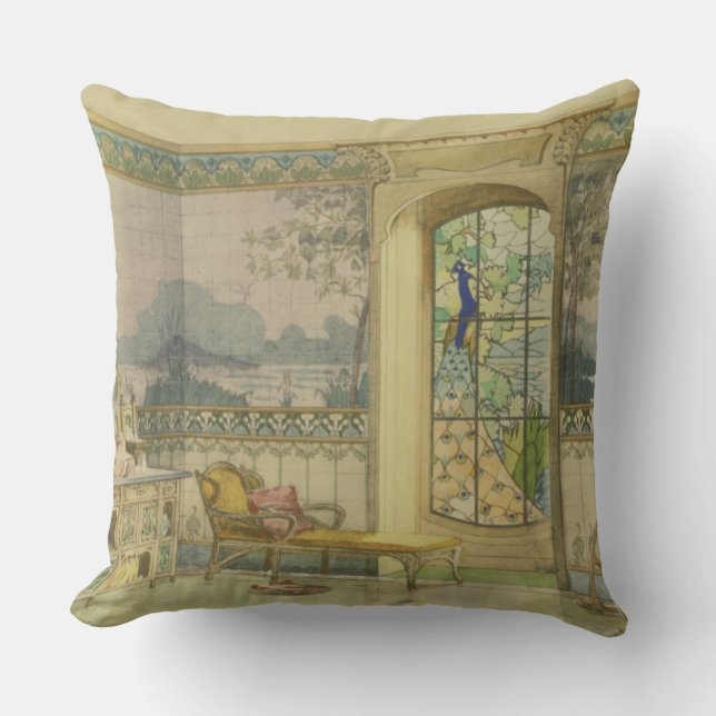 Design for a Bathroom, from 'Interieurs Modernes', Throw Pillow (Front)