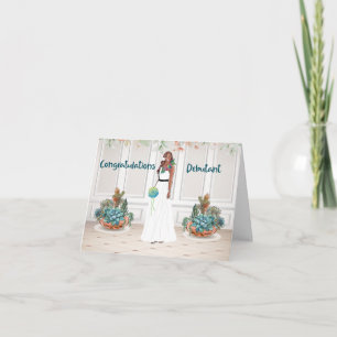 Design for a Black Debutante in White & Teal Card