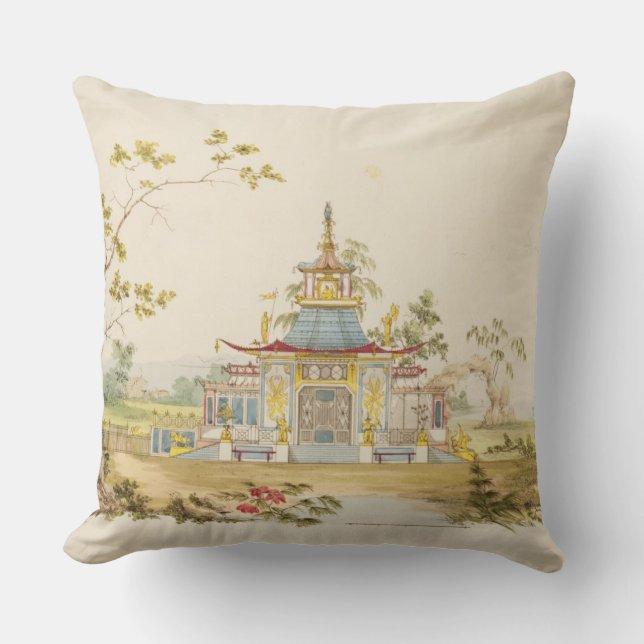 Design for a Chinese Temple, c.1810 (pen & ink and Throw Pillow (Front)