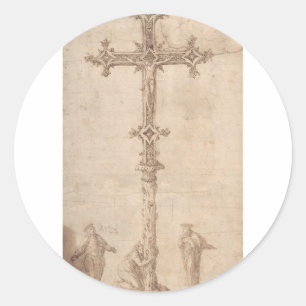 Design for a Crucifix with the Virgin Mary Classic Round Sticker