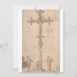 Design for a Crucifix with the Virgin Mary Holiday Card