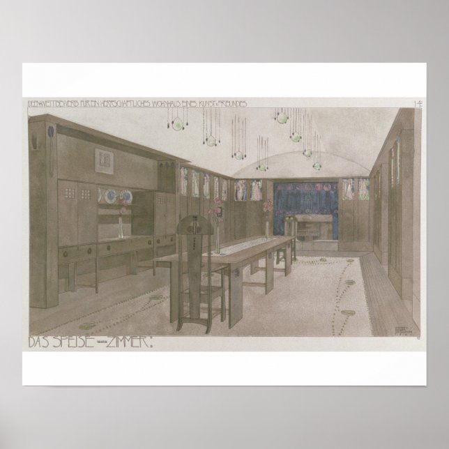Design for a Dining Room, 1901 (color litho) Poster (Front)