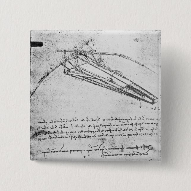 Design for a flying machine 2 inch square button (Front)