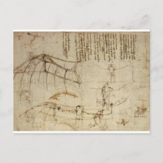 Design for a Flying Machine by Leonardo Da Vinci Postcard