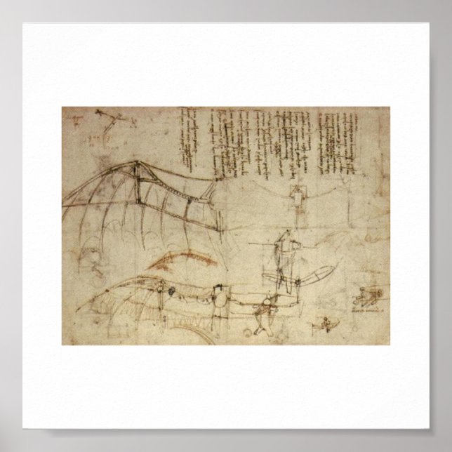Design for a Flying Machine by Leonardo Da Vinci Poster (Front)