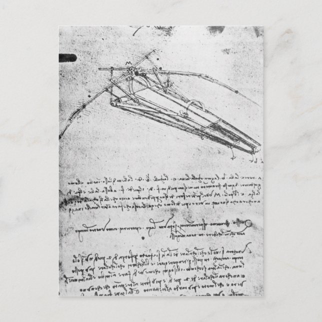 Design for a flying machine postcard (Front)