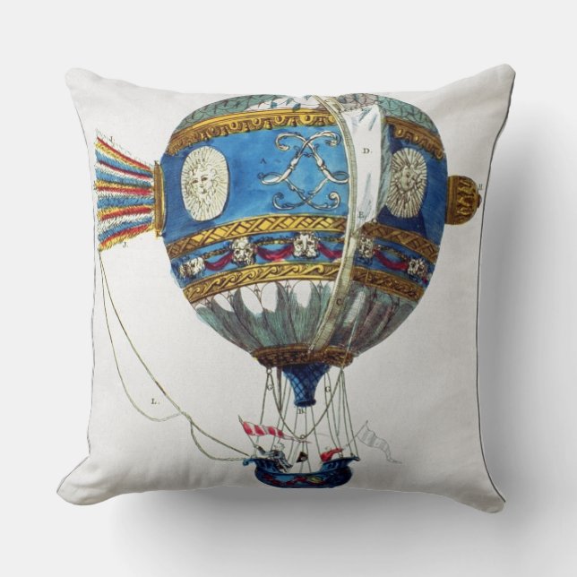 Design for a hot-air balloon with a diameter of 12 throw pillow (Front)