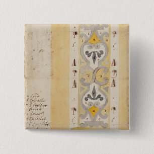 Design for a Knot Garden, Bush Hill, near Edmonton 2 Inch Square Button