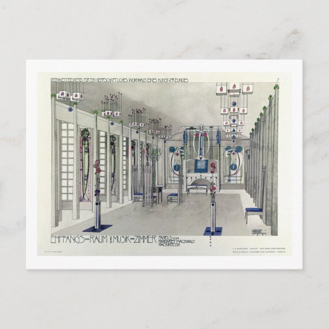 Design for a Music Room with panels by Margaret Ma Postcard (Front)