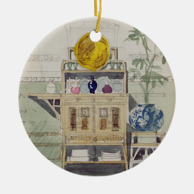 Design for a Sideboard, c.1860s-70s (w/c & pencil Ceramic Ornament (Front)