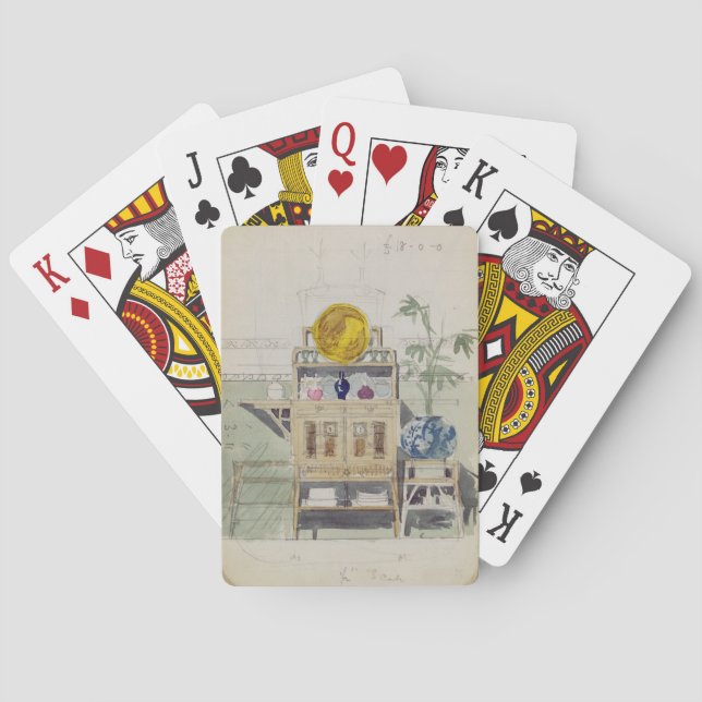 Design for a Sideboard, c.1860s-70s (w/c & pencil Playing Cards (Back)