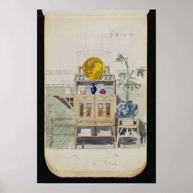 Design for a Sideboard, c.1860s-70s (w/c & pencil Poster (Front)