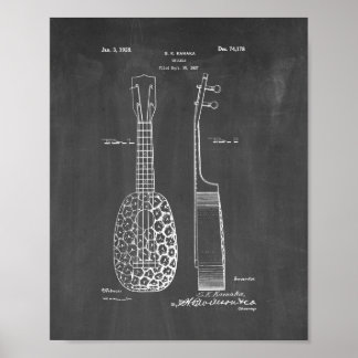 Design For A Ukulele Patent - Chalkboard Poster